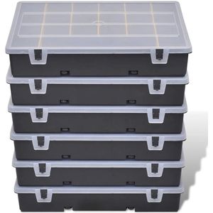 vidaXL Sorteerdozen Set van 6 - 21 Vakken Gereedschapsdoos - Sorteringsbak - Tool Organizer - Opslagvakken - Toolbox