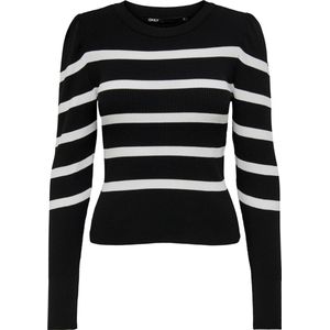 Only Trui Onlsally L/s Puff Pullover Knt Noos 15251029 Black/w. Cloud D Dames Maat - XL