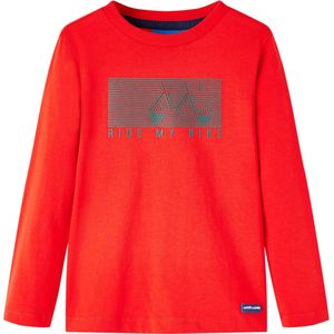 vidaXL-Kindershirt-met-lange-mouwen-fietsprint-128-rood