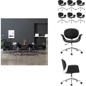 vidaXL Eetkamerstoel - Eetkamerstoelen - Keukenstoelen - Keukenstoel - Eetkamerstoelen draaibaar 6 st kunstleer zwart