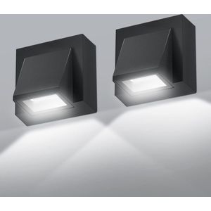 Goeco wandlampen - 8*7.8*6.5cm - Klein - 2 Pezzi - 5W - LED - 6000K - koel wit licht - IP65 waterdichte - aluminium - voor garage, tuin