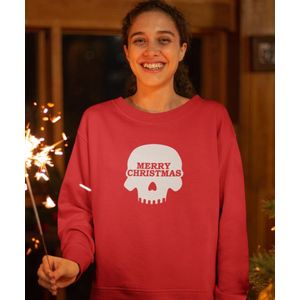 Foute Kersttrui Rood - Merry Skull - Maat 2XL - Kerstkleding voor dames & heren