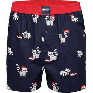 Happy Shorts Wijde Kerst Boxershort XMAS Wasbeer - Losse boxershort - Maat L