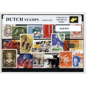 Nederland / Holland – Luxe postzegel pakket (A6 formaat) : collectie van 100 verschillende postzegels van Nederland – kan als ansichtkaart in een A6 envelop, souvenir, cadeau, kado, geschenk, kaart, klompen, tulpen, molens, typisch, kaas, koningin