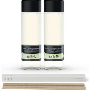 JANZEN Home Fragrance Refill - Earth 46 - Geurstokjes Navulling - Rijk en Kruidig - 2 x 200 ml incl. Gratis Sticks