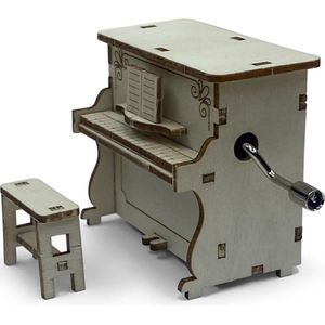 Bouwpakket piano - houten bouwpakket van piano met muziekdoos - doe het zelf - knutsel piano - DIY - modelbouw