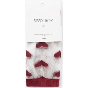 Sissy-Boy - Donkerrode transparante sokken met hartjes