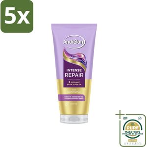 5 x Andrélon – Haarmasker WOW – Intense Repair – 180 ml - Grootverpakking - Haarmasker - Haarherstel - Beschadigd Haar - Keratine - 1 Minuut Herstel