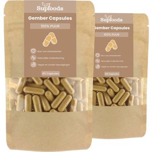 Gember Capsules 100% Puur - 120 Capsules - Gember voor Ondersteuning van Gezondheid en Energie - Ideaal als Aanvulling op Gemberthee of Als Dagelijks Supplement - 500mg per Capsule