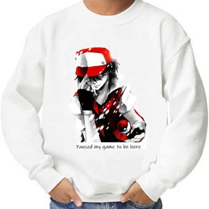 Anime - Sweater - kinder /tiener - uniek - wit - game - maat 116/128