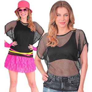 W WIDMANN MILANO Party Fashion - Mesh top voor dames, neon T-shirt voor festivals en carnaval