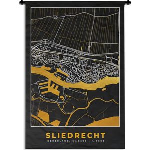 Wandkleed - Wanddoek - Plattegrond - Kaart - Stadskaart - Sliedrecht - Goud - 60x90 cm - Wandtapijt
