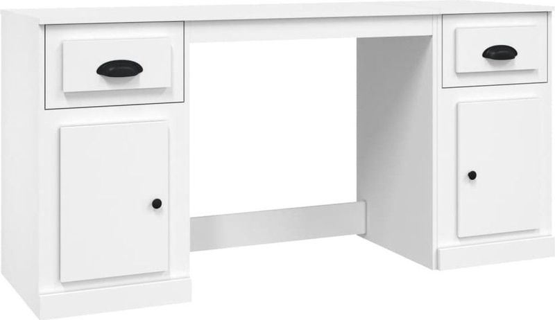 vidaXL - Bureau met Kast - Wit - Bewerkt Hout