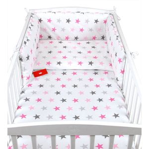 BabyLux Kinderbed Dekbedovertrekset 3-delig Katoen 90x120cm Roze Sterren
