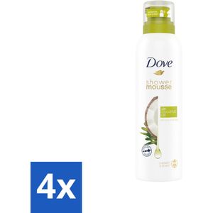 4 x Dove Shower Foam Coconut Oil 200 ml - Dove Douchemousse - Kokosdouche - Douchemousse - Hydraterende Douche - Zachte Huid