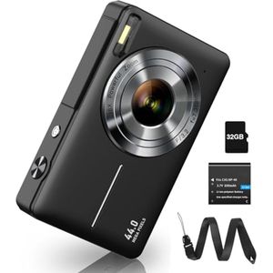 Digitale camera 44MP FHD 1080p met 16X zoom en 32G kaart - Geschikt voor kinderen, studenten en beginners