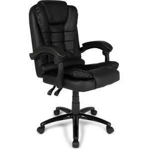 Ergodu Luxe Bureaustoel - Bureaustoel met Armleuningen - Verstelbare Kantoorstoel met Draaiwieltjes - Office Chair - In Hoogte Verstelbaar - Zwart