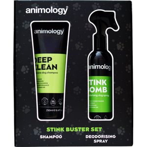 Animology Stink Buster Set - 250 ml - Intensief Reinigend - Verwijderd Nare Geurtjes - Ingebouwde Conditioner - Verzorgingsset - Geschikt voor Alle Honden