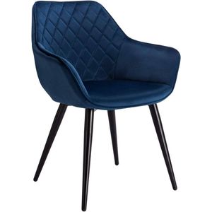 Kamyra® Ergonomische Eetkamerstoel met Armleuning - Eetkamerstoelen, Stoel, Kuipstoel, Loungestoel - Velvet - Blauw