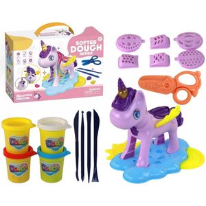 Playos® - Klei Eenhoorn - Kapper - met 4 kleuren klei - inclusief Accessoires - Klei Speelset - Speelgoed - Sensorisch Speelgoed - Creatief Speelgoed