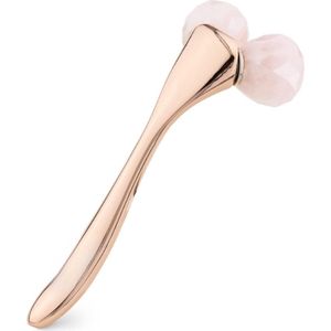 3D Gezichtsroller Van Rozenkwarts - Dubbele Roller Voor Gezichtsmassage - Verkoelend Effect - Roze-Roségoudkleurig