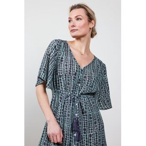 DIDI Dames Dress Jazzy in granite green with dots in a row maat 38
