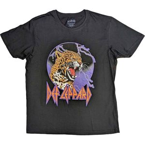 Def Leppard - Lightning Leopard Heren T-shirt - S - Zwart