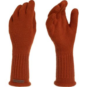 Knit Factory Lana Gebreide Dames Handschoenen - Gebreide winter handschoenen - Oranje handschoenen - Polswarmers - Terra - One Size