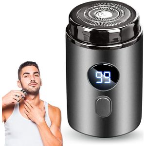 Mini Elektrisch scheerapparaat - scheerapparaat mannen - mini elektrische scheerapparaat - USB wasbaar reisnat droog scheerapparaat - Met reservemesje - Donkergrijs