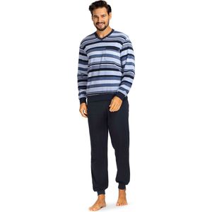 Badstoffen heren pyjama blauw - Blauw - Maat - 52