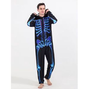 Halloween Onesie Blauw - Onesie Mannen - Onesie Vrouwen - Maat XXL