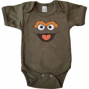 Donker groene romper met monstertje - maat 80 - babyshower, zwanger, cadeautje, kraamcadeau, grappig, geschenk, baby, tekst, bodieke
