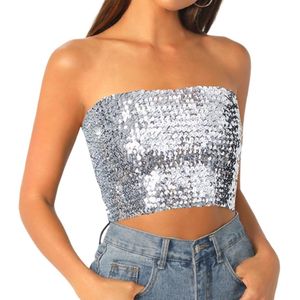 Elegante Dames Tanktops met Pailletten voor Feesten en Discotheken