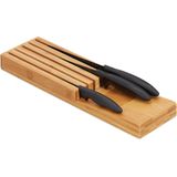 Relaxdays messenblok bamboe - voor 5 messen - voor lade - 3,5 x 11 x 39 cm