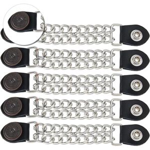 5Pcs Leather Vest Extension Chain - Motorcycle Vest Extenders - Alloy Biker Vest Extenders - Flat Round 17cm Double Black Chain Vest Extender voor Veiligheid en Comfort