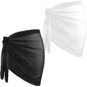 Premium strandrok voor dames - sarong wikkeldoek chiffon - zwart wit bikinirok vakantie - strandjurk strandrok kort 38