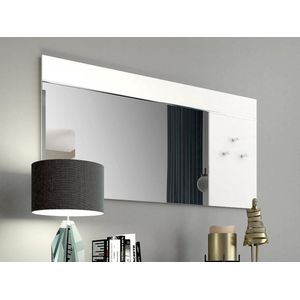 Wandspiegel met 3 haken - L. 120 x H. 60 - Wit - NIKLOS L 120 cm x H 60 cm x D 2 cm