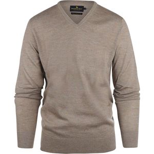 Steppin' Out Trui V-hals Merinowol Taupe - Maat XXL - Heren