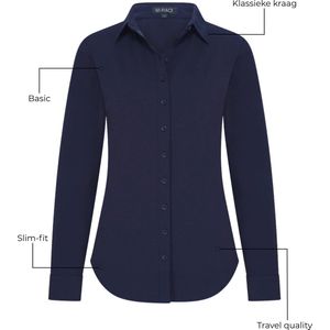 Mi Piace - Travel Blouse - Navy - Dames
