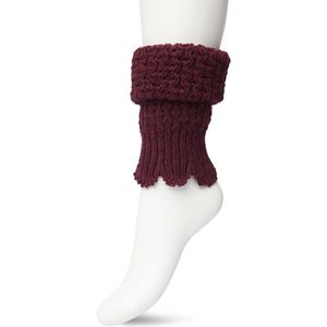 Bonnie Doon Honeycomb Boot Top Dames Donker Rood - Korte Beenwarmer - Honinggraatmotief - Heerlijk warm - Boven de Laarzen/Wandelschoenen/Sneakers - Warme Enkels - Wol - Grof Gebreid - Donkerrood - Diep Rood - Rhododendron - BN351789.338
