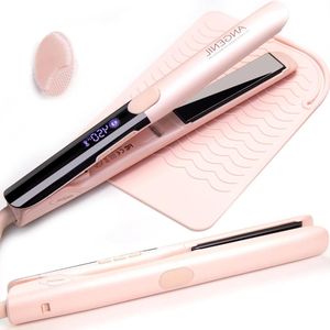 25 cm Haarstijltang van keramiek en titanium - maakt krullen en stijlen - dubbele spanning - 2-in-1 - 160-230 graden Celsius - met hittebestendige siliconenmat