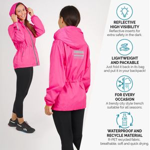 Perletti - Waterdichte Jas - Fuchsia - Dames - Reflecterend