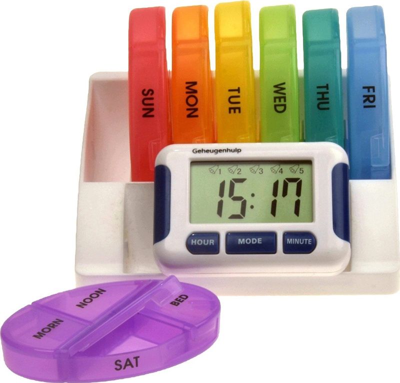 Medicijn Weeklader - Stijlvol - Met Los Alarm - Tot 5 Dagelijkse Alarmen - 7 Doosjes