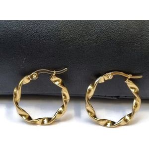 Aramat Jewels Oorringen - Gouden Glamour Wokkeloorringen - Gedraaide hoepeloorringen - Roestvrij staal - Vrouwen - Volwassenen - [25mm]