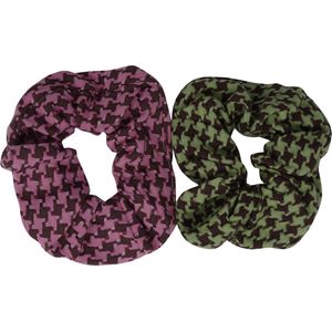 Jessidress® Pieds-de-poule Haar Elastieken Scrunchie Haarwokkel Haarelastieken Dames - Fushia/Groen