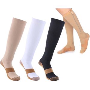 MeditorPlus 3 PAAR Compressiekousen met Rits - Steunkousen - 3 kleuren bundel - L/XL