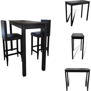 vidaXL Eetkamerset - Bartafel en 2 Barkrukken - 115 x 55 x 107 cm - Zwart - Set tafel en stoelen