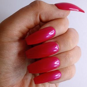 SD Press on Nails - B219 - Plaknagels - Nagelset 20 Nagels - Nepnagels - Felroze - Gellak - Nagellak - XL Ballerina Coffin Nageltips - Nepnagels met Lijm - Kunstnagels - Nail Art - Handmade - Valse nagels - Nagelvijl - Accessoires - Extreme Nails