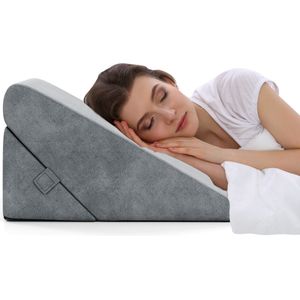 COSTWAY Wigkussen, leeskussen, rugkussen, beenkussen, geheugenschuimovertrek, wasbaar, Reflux kussen, volwassenen, bedzitkussen, ergonomisch, venussen, relaxkussen voor bed en bank, 58 x 36 x 50,5 cm