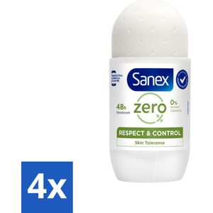 Sanex Deodorant Roller Zero% Normal Skin 50 ml - Voordeelverpakking - 4 stuks